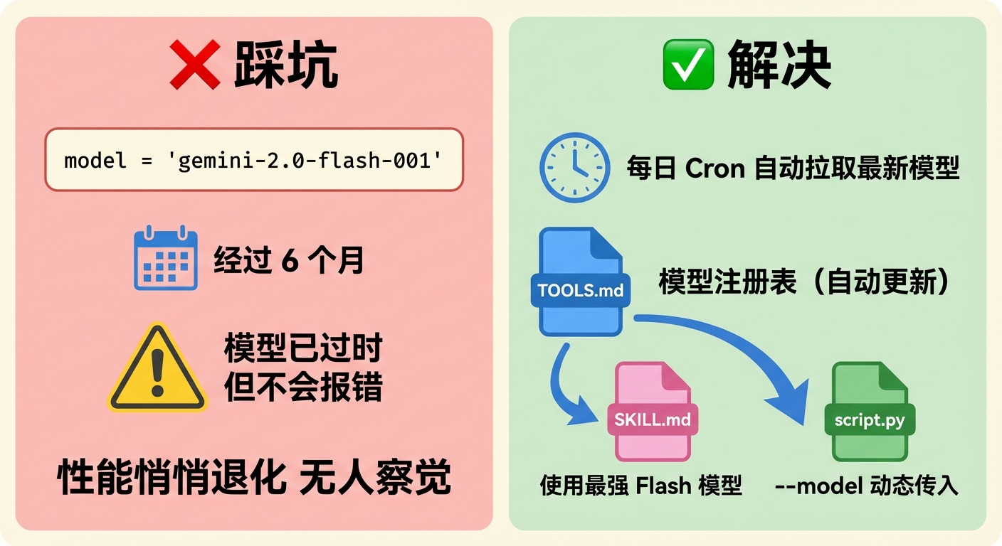 解决方案架构图:踩坑 vs 解决方案对比